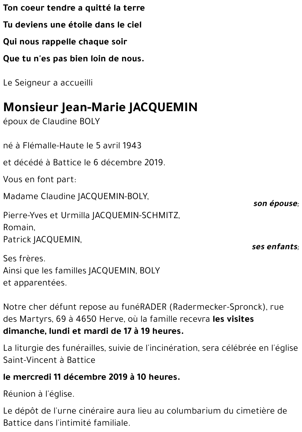 Jean Marie JACQUEMIN