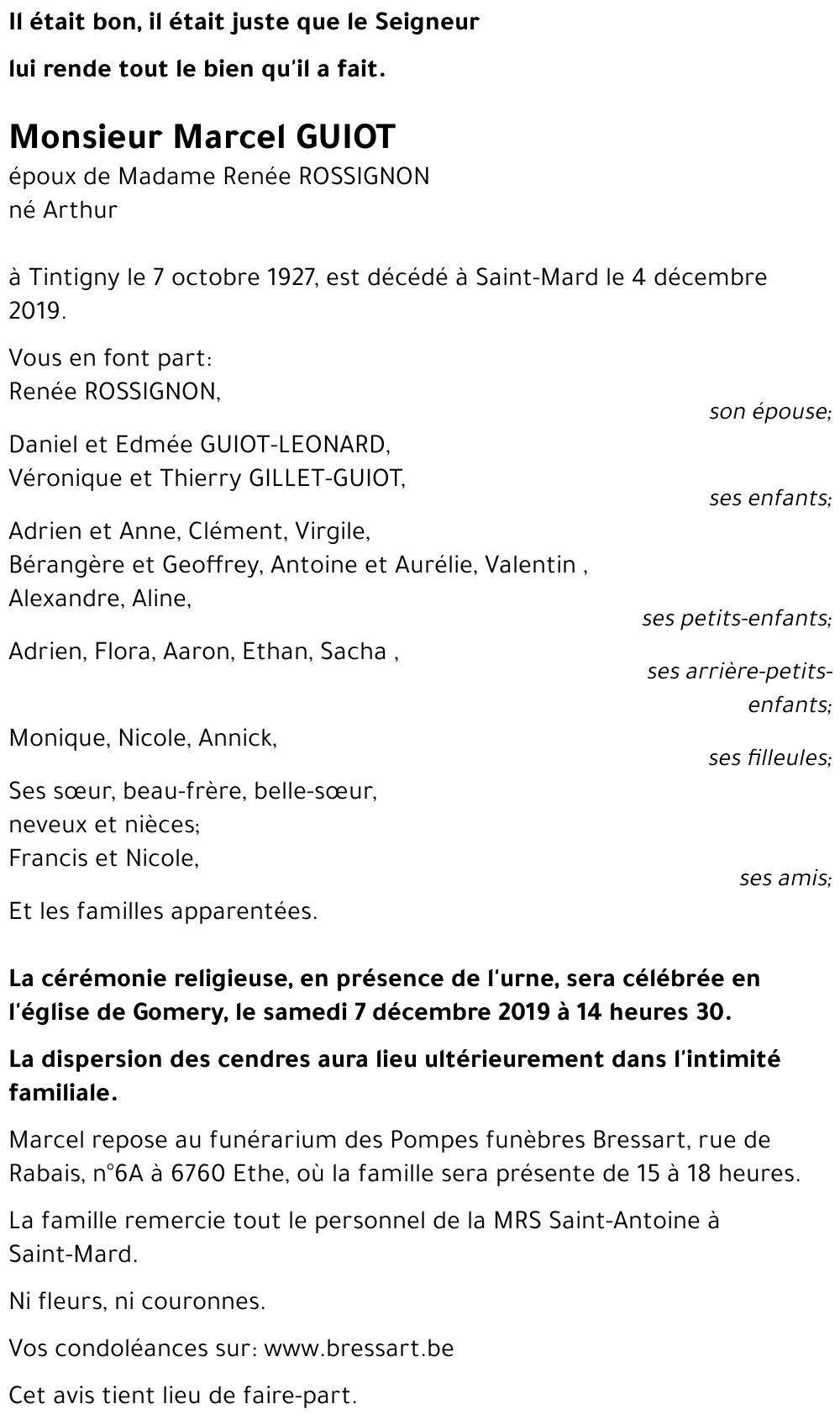 Marcel GUIOT né Arthur