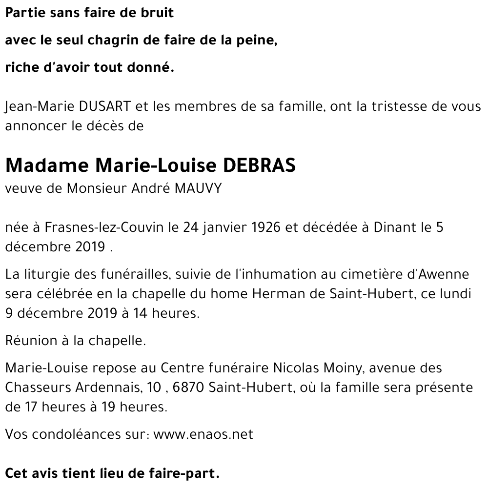 Marie-Louise DEBRAS