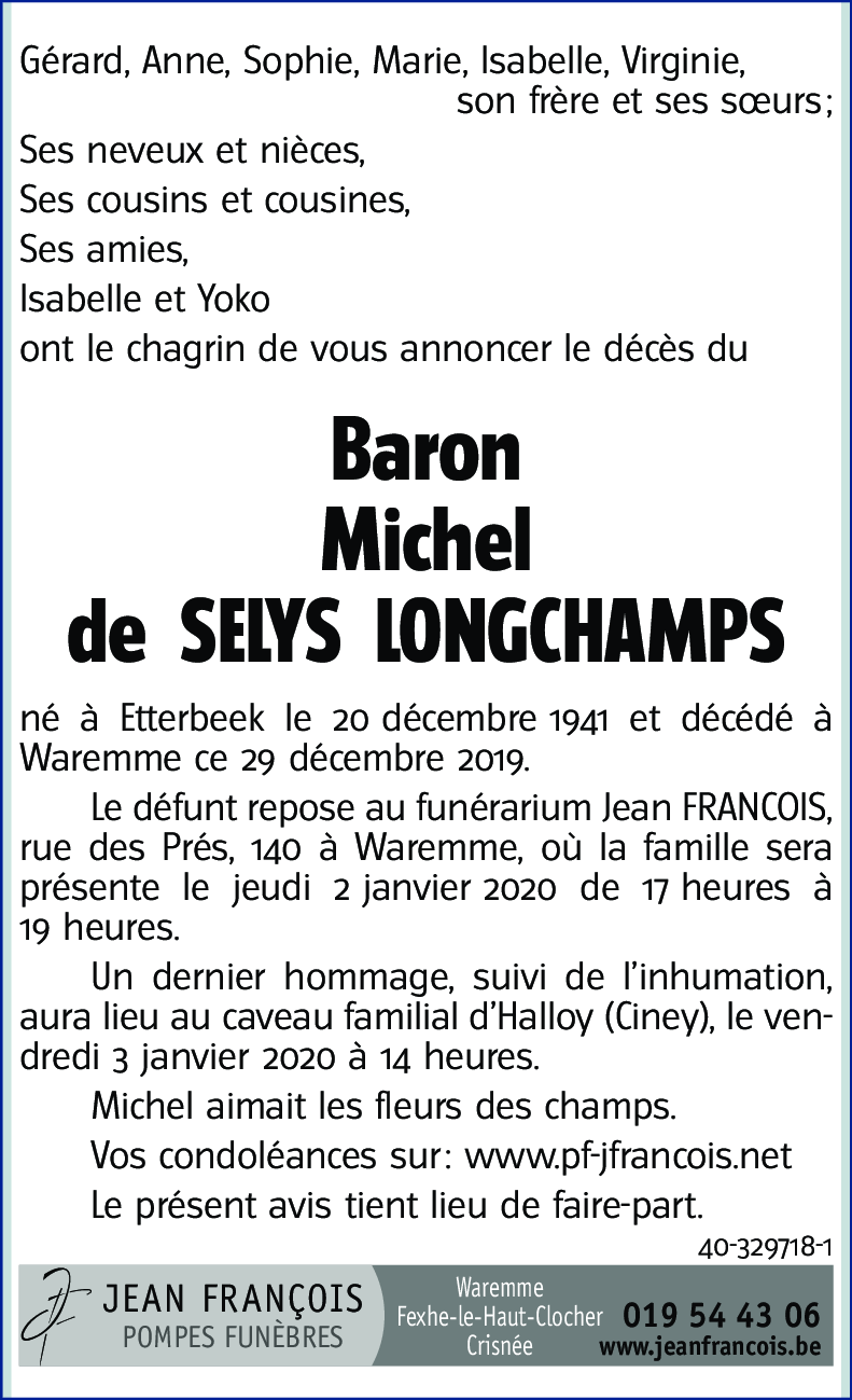Michel de SELYS LONGCHAMPS