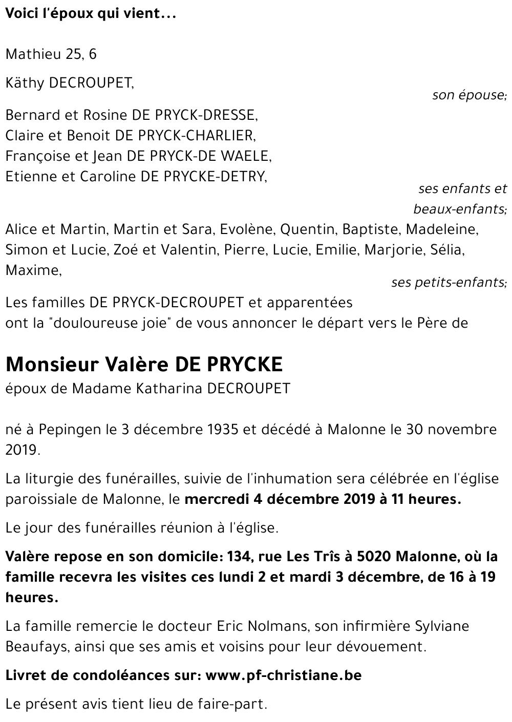 Valère DE PRYCKE