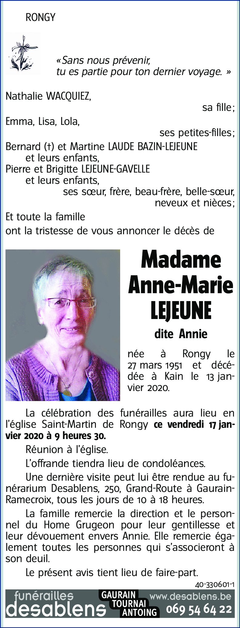 Anne-Marie LEJEUNE