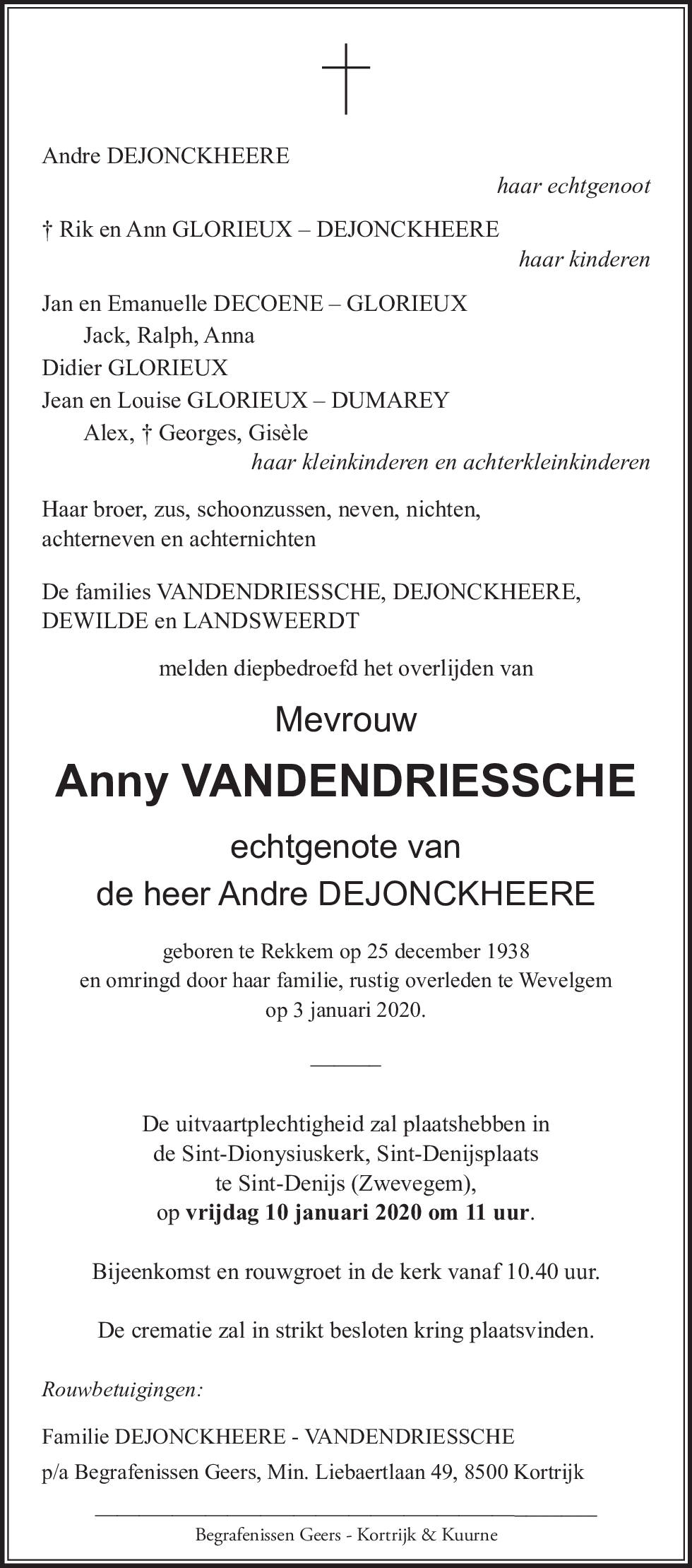 Anny Dejonckheere - Vandendriessche