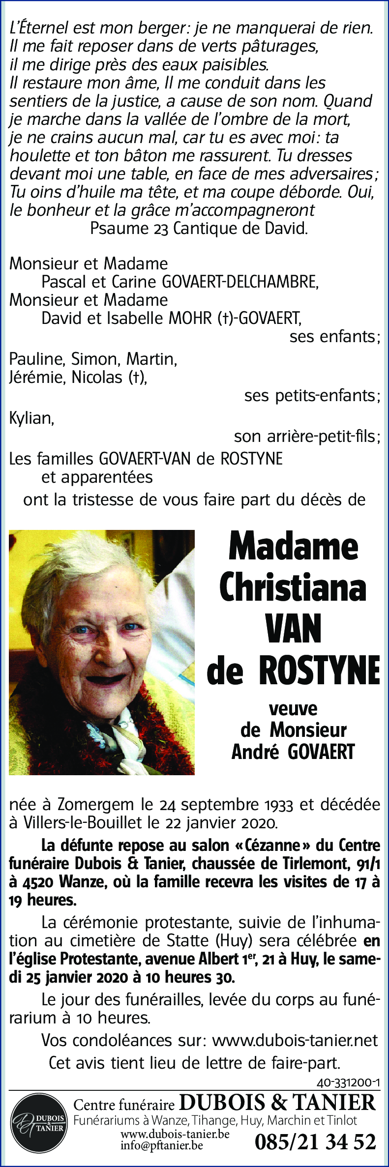 Christiana VAN de ROSTYNE