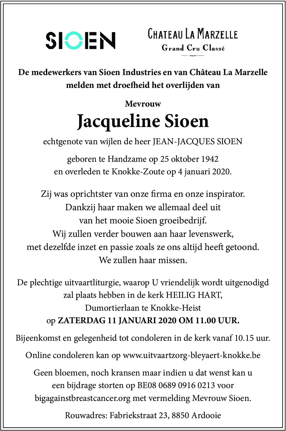 Jacqueline SIOEN - ZOETE