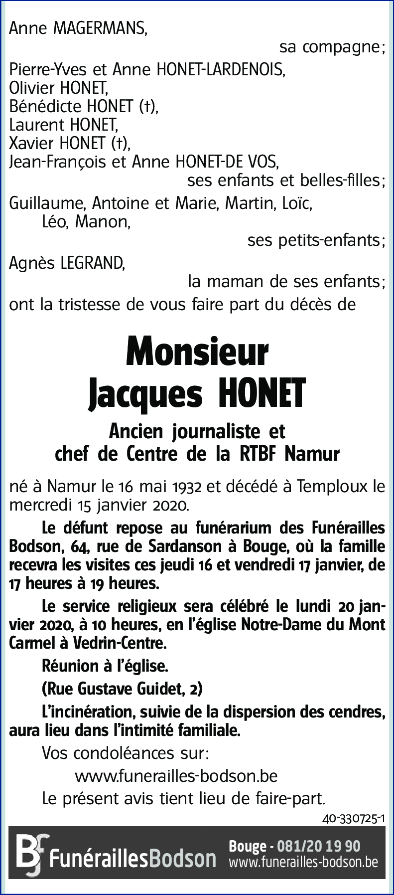 Jacques HONET