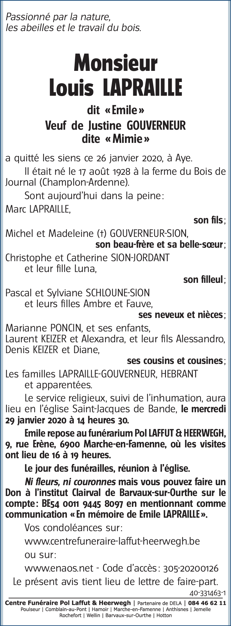 Louis LAPRAILLE