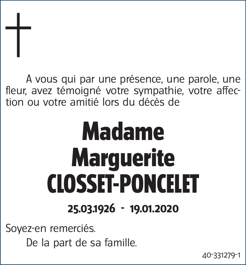 Marguerite CLOSSET-PONCELET