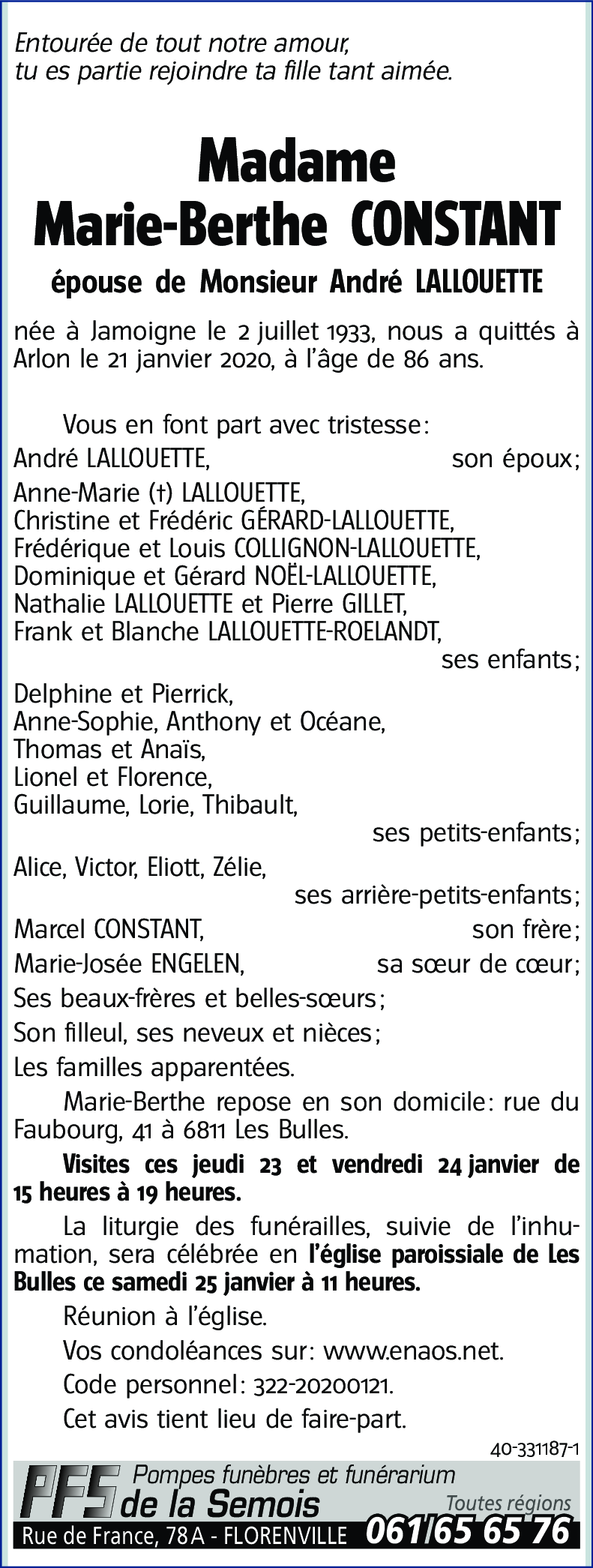 Marie-Berthe CONSTANT