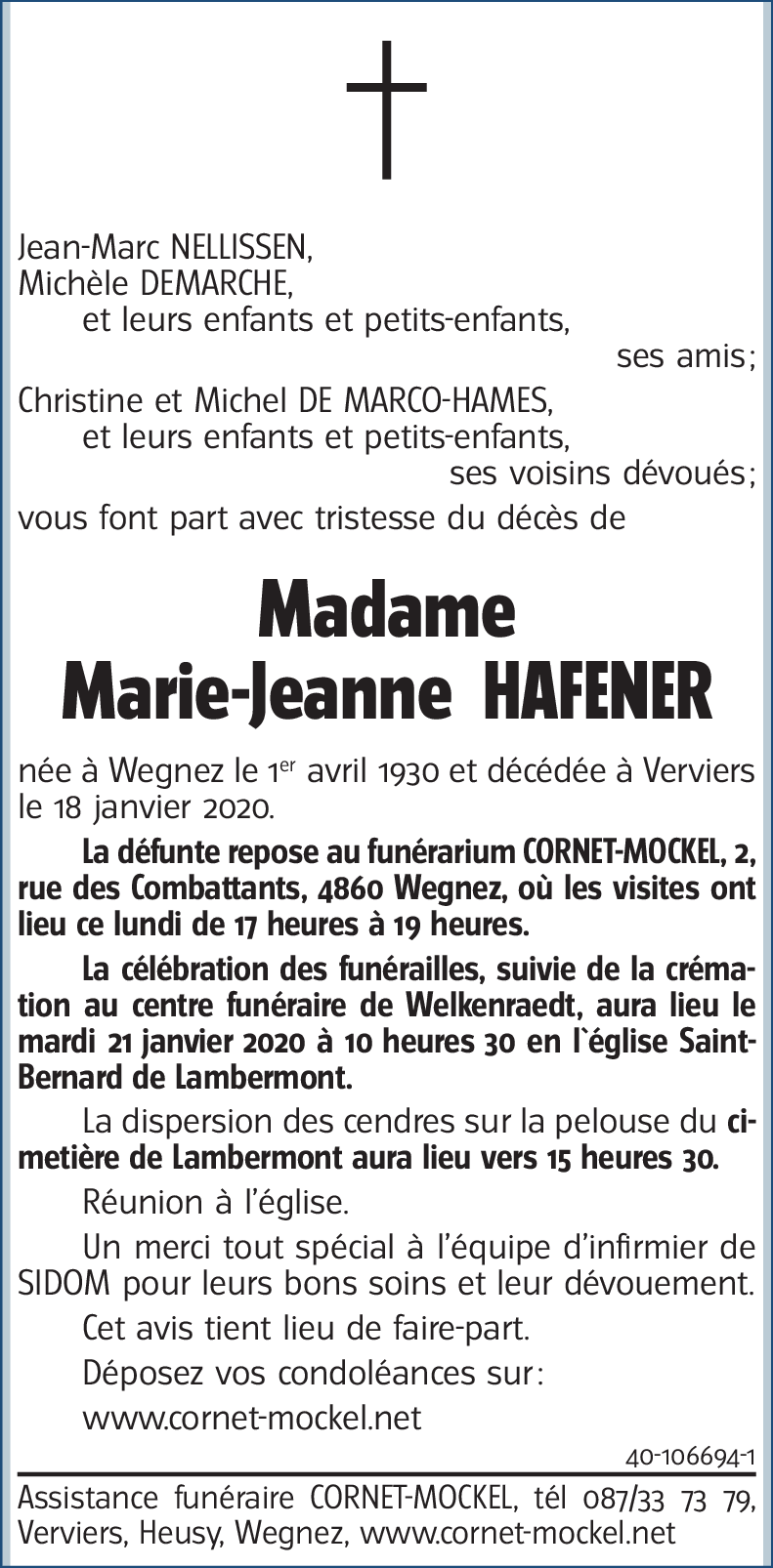 Marie-Jeanne HAFENER