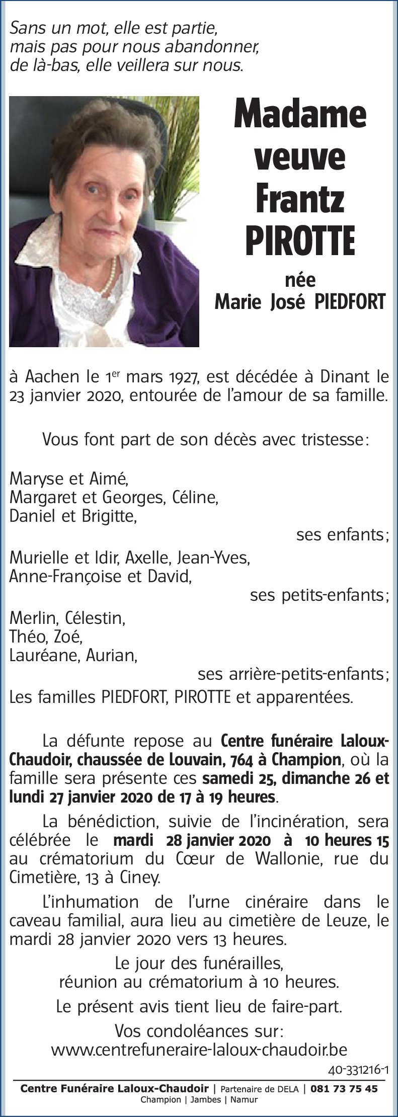 Marie José PIEDFORT