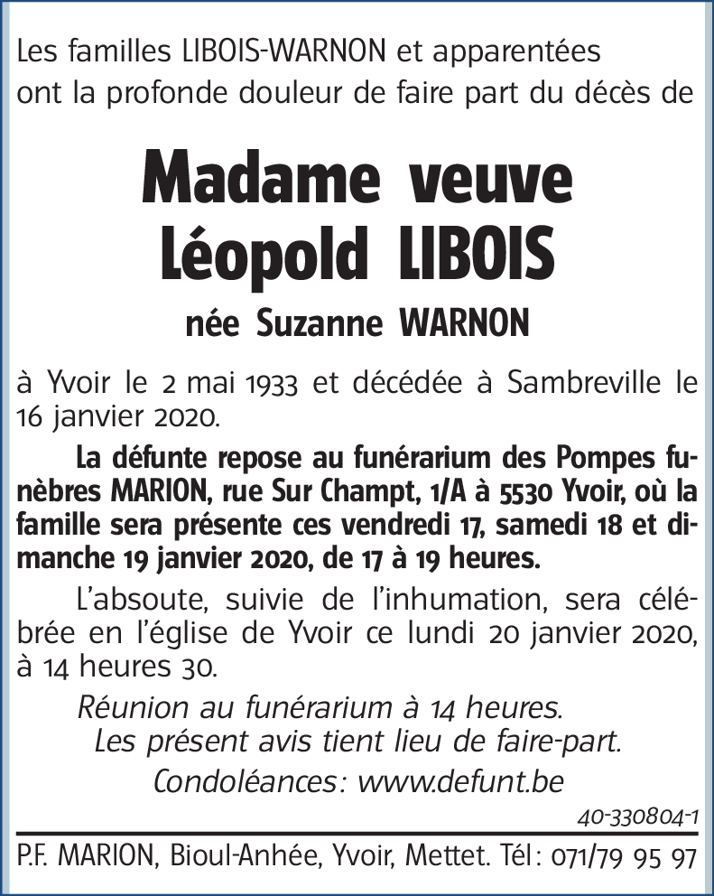 veuve Léopold LIBOIS