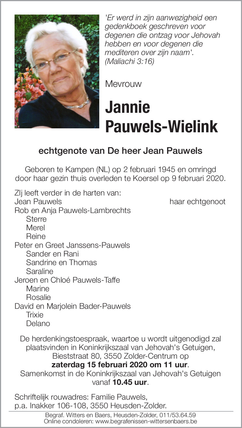 Jannie Pauwels-Wielink
