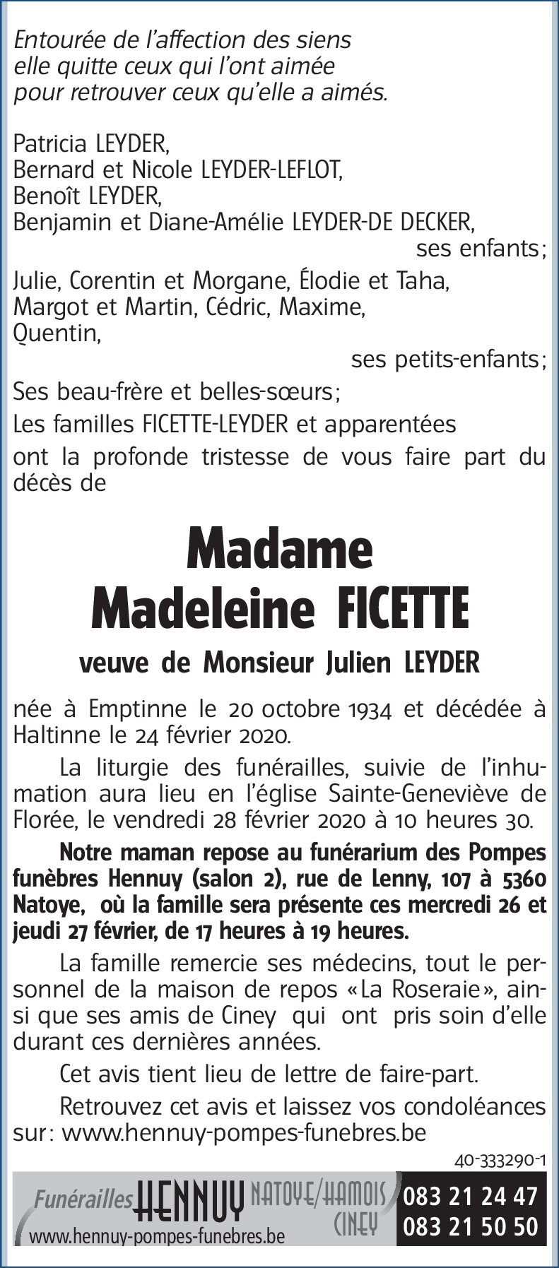Madeleine FICETTE