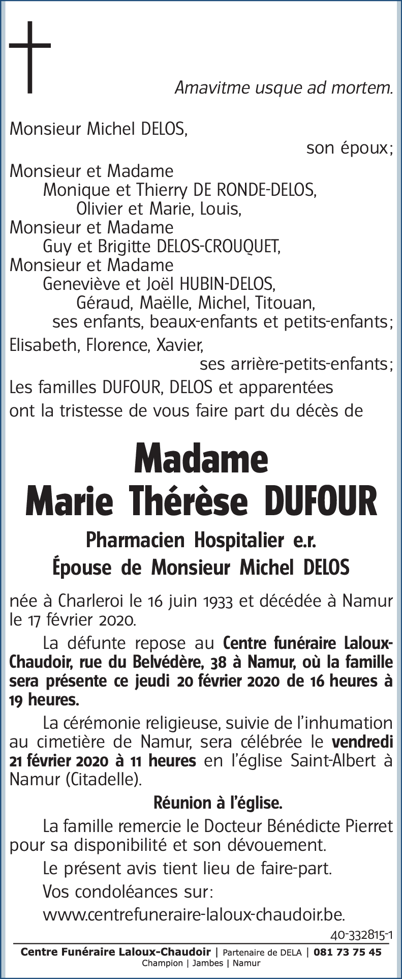 Marie Thérèse DUFOUR