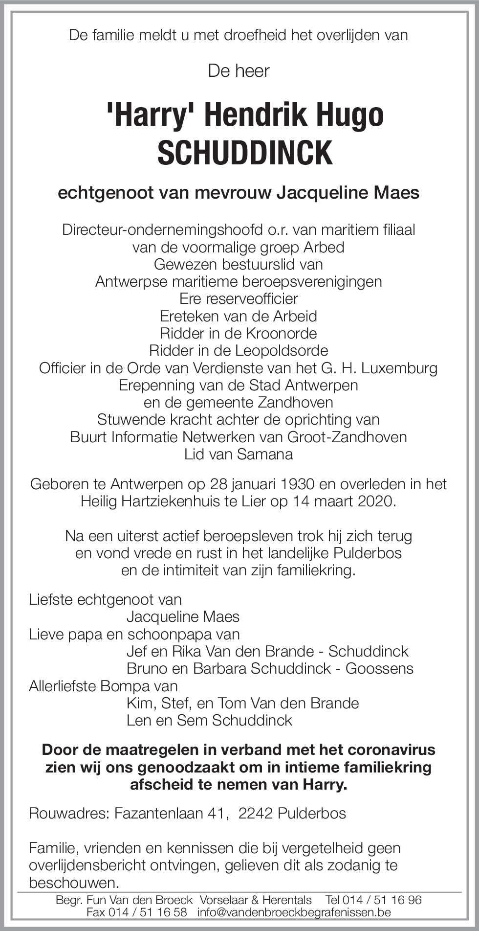 'Harry' Hendrik Hugo Schuddinck Schuddinck