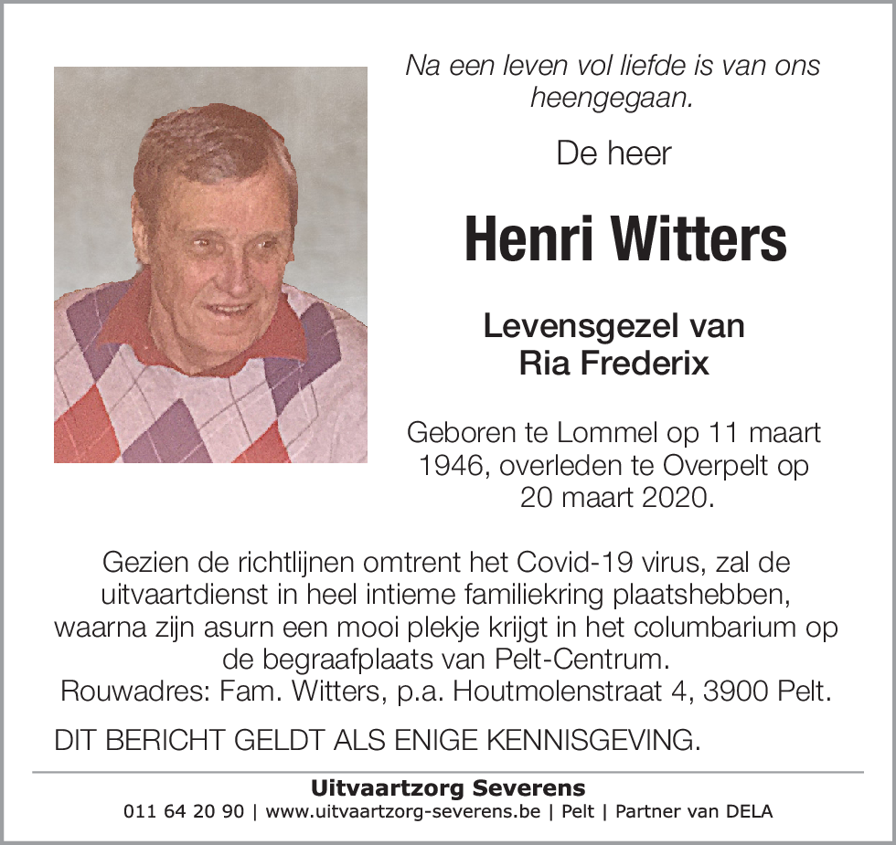 Henri (Rik) Witters11/03/1946