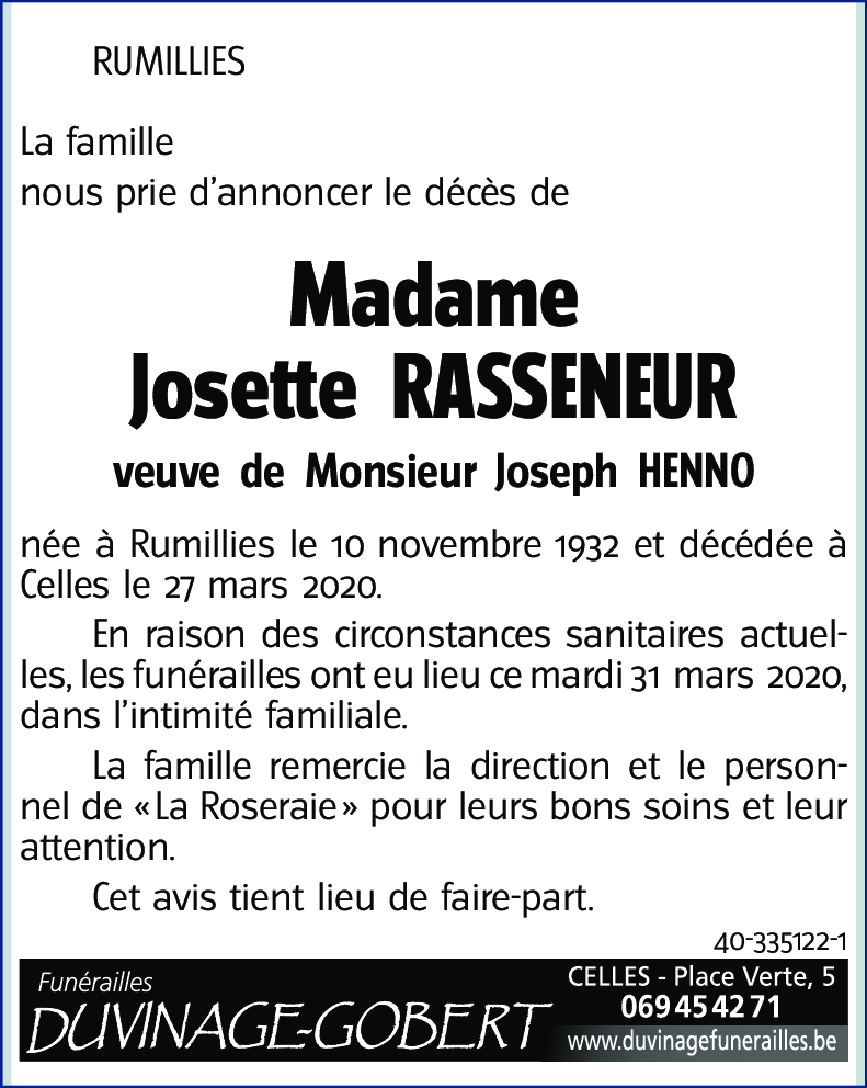 Josette RASSENEUR
