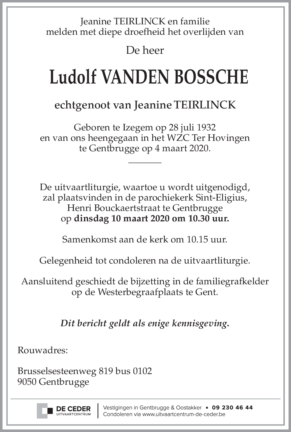 Ludolf VANDEN BOSSCHE