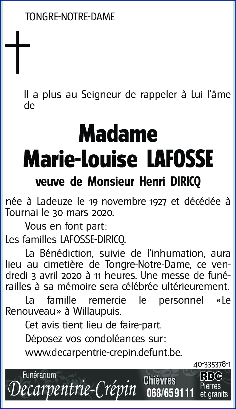 Marie-Louise LAFOSSE