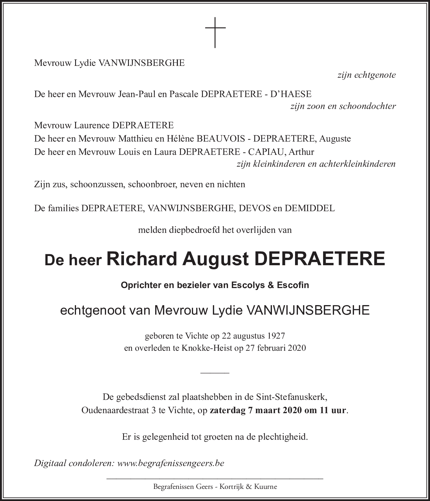 Richard August DEPRAETERE