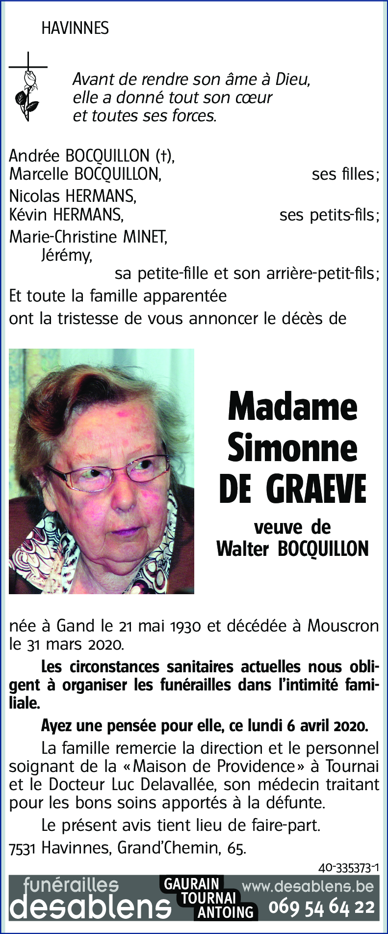 Simonne DE GRAEVE