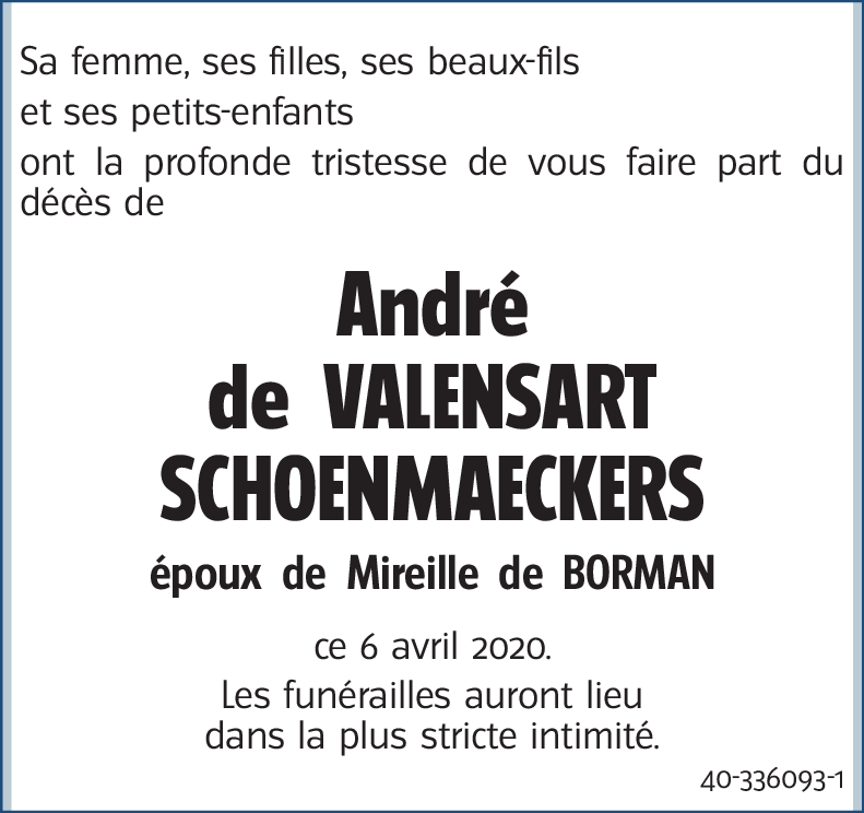 André de VALENSART SCHOENMAECKERS