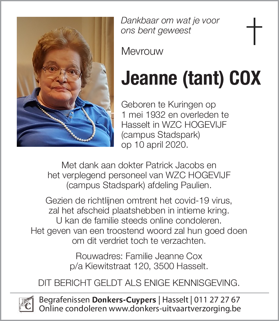 Jeanne (tant) Cox