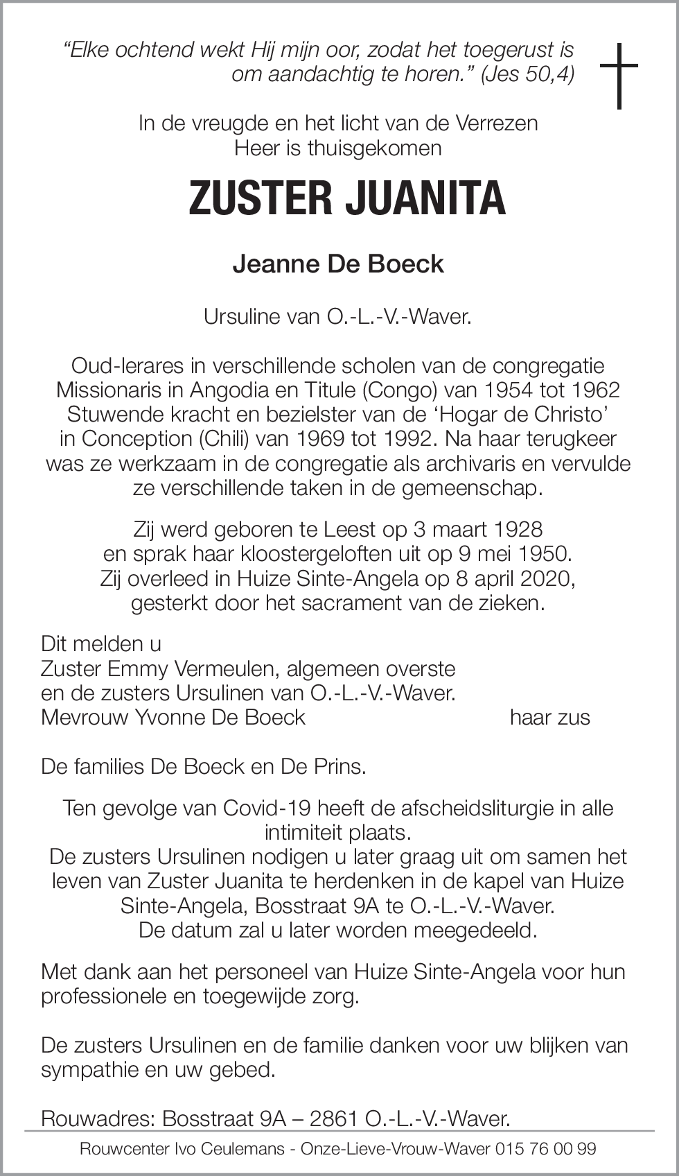 JUANTIA Jeanne De Boeck