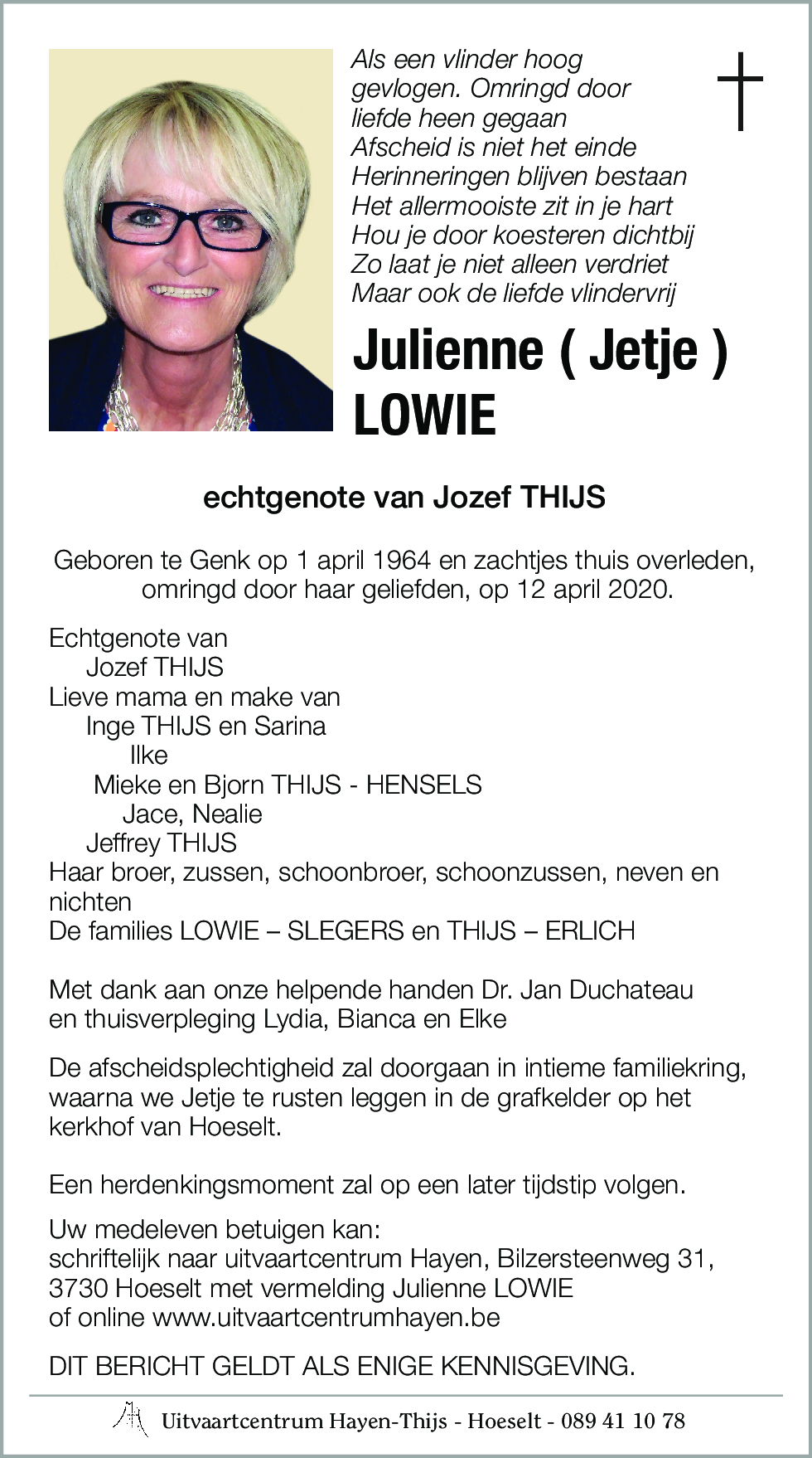 Julienne ( Jetje ) LOWIE
