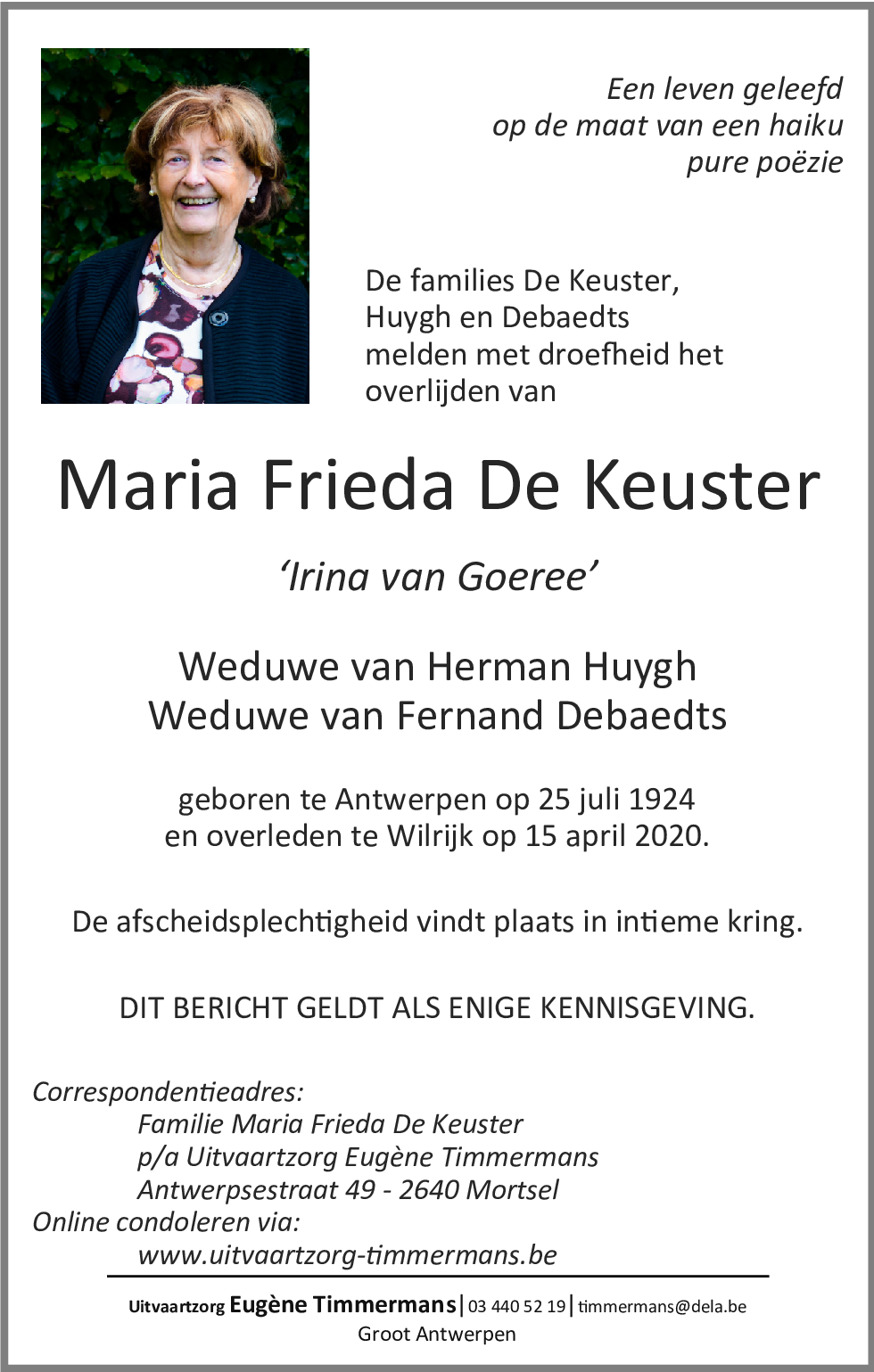 Maria Frieda De Keuster