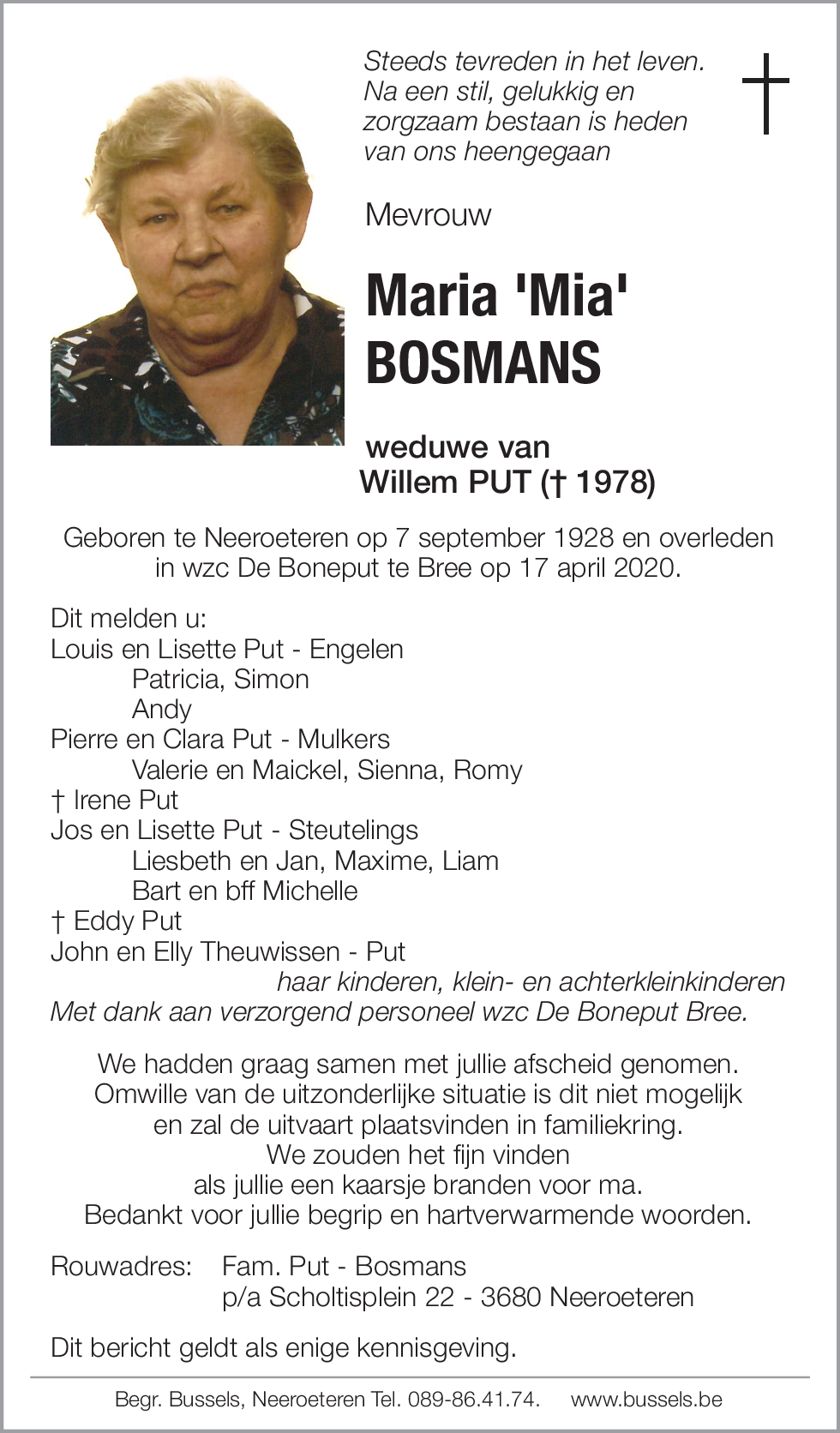 Maria 'Mia' BOSMANS