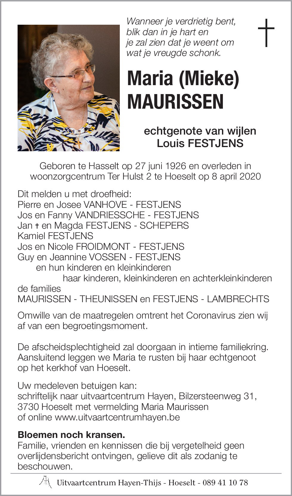 Maria (Mieke) MAURISSEN