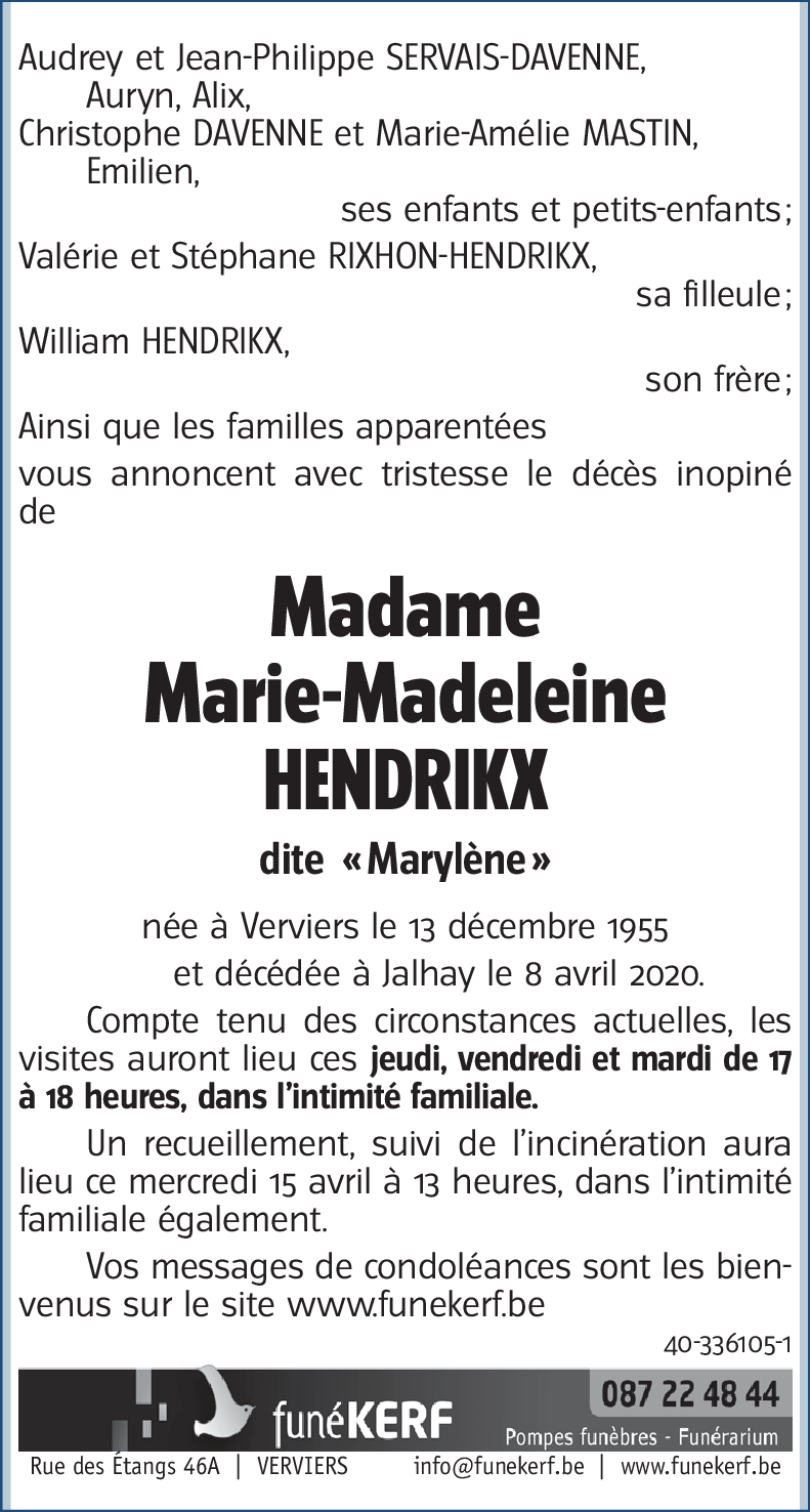Marie-Madeleine HENDRIKX