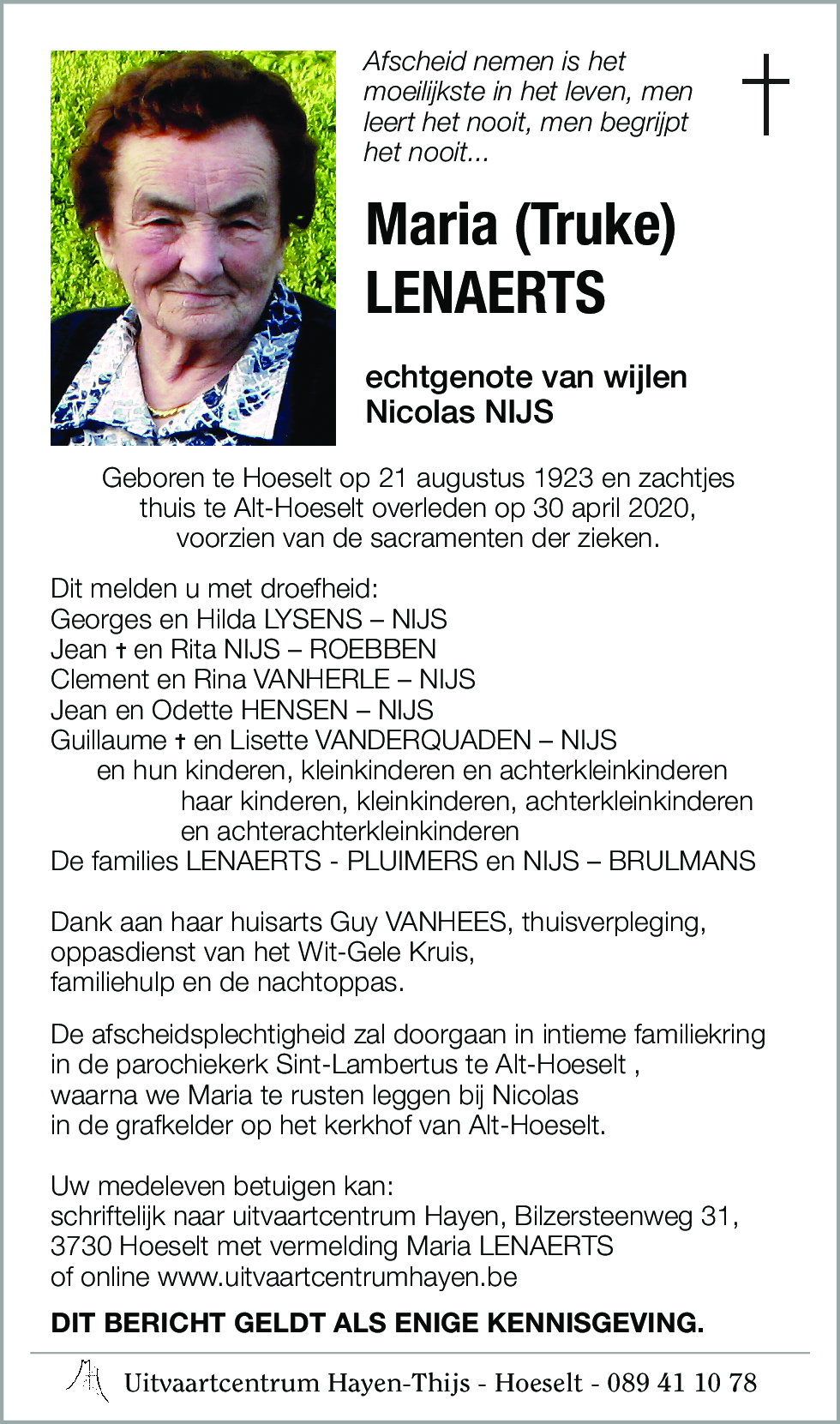 Maria (Truke) LENAERTS