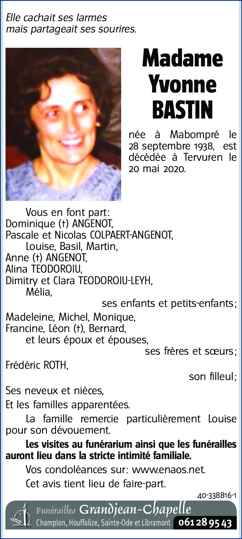 Yvonne BASTIN