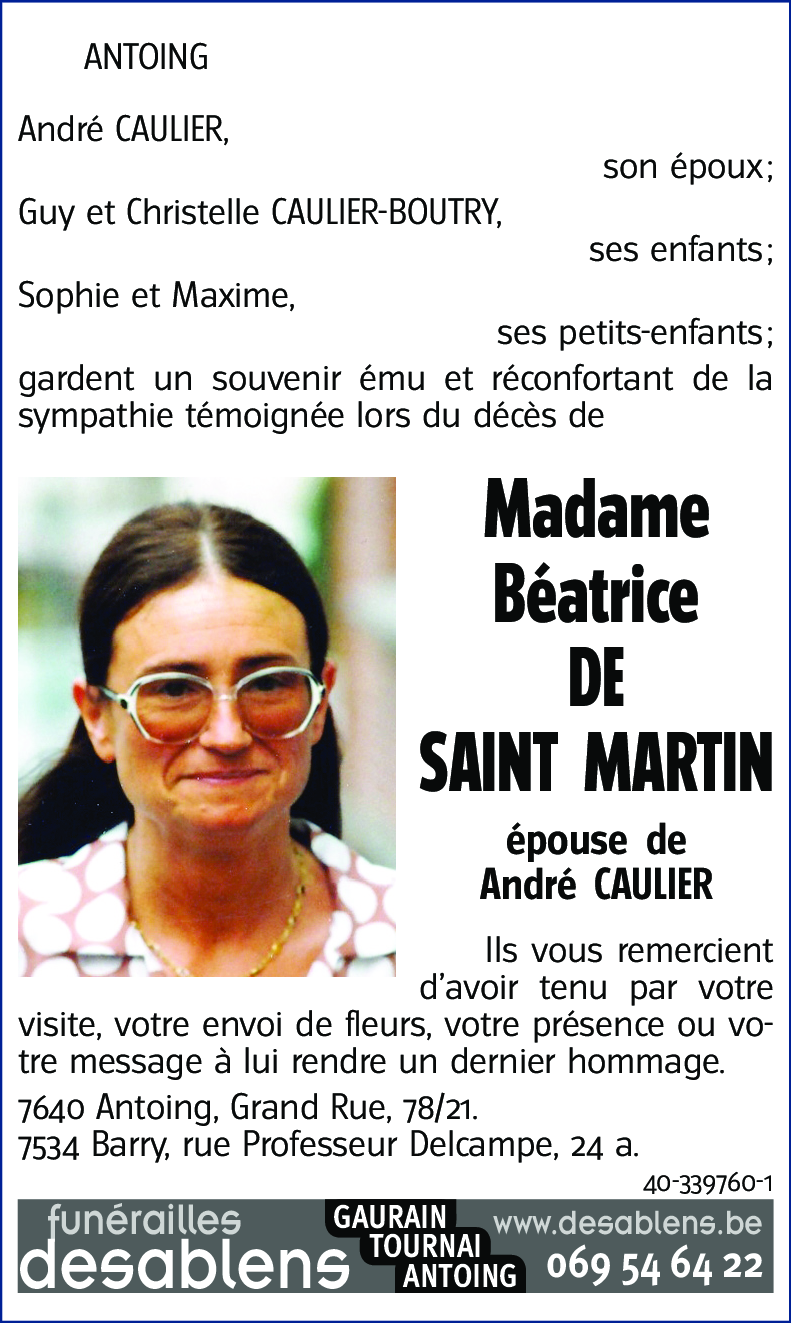 Béatrice DE SAINT MARTIN