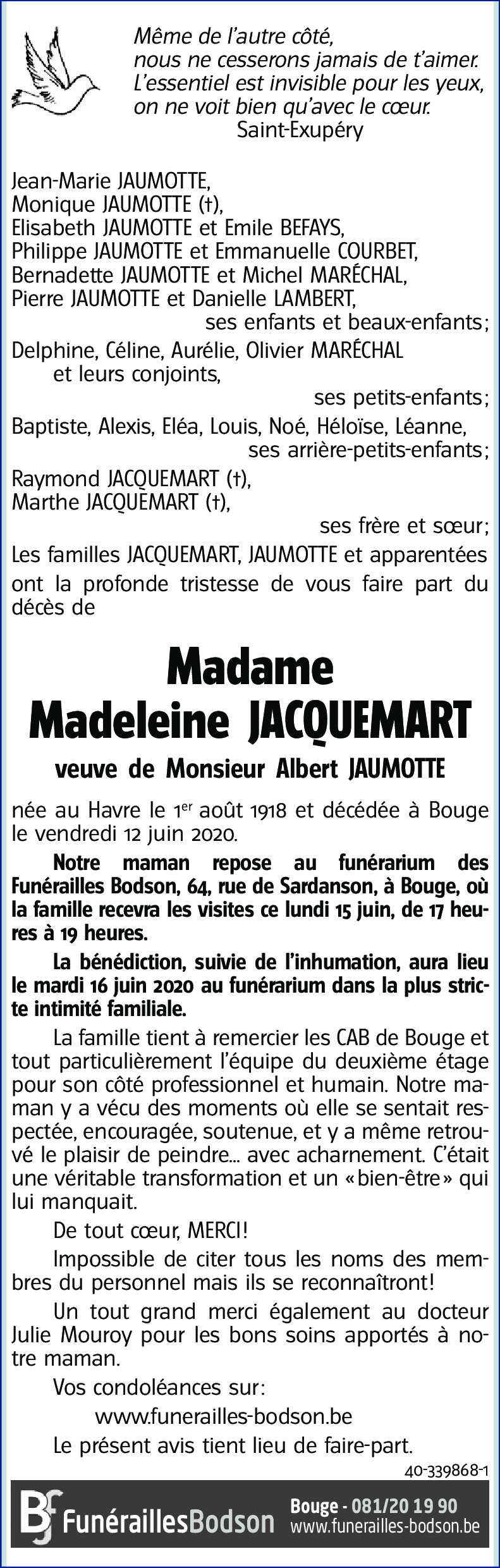 Madeleine JACQUEMART