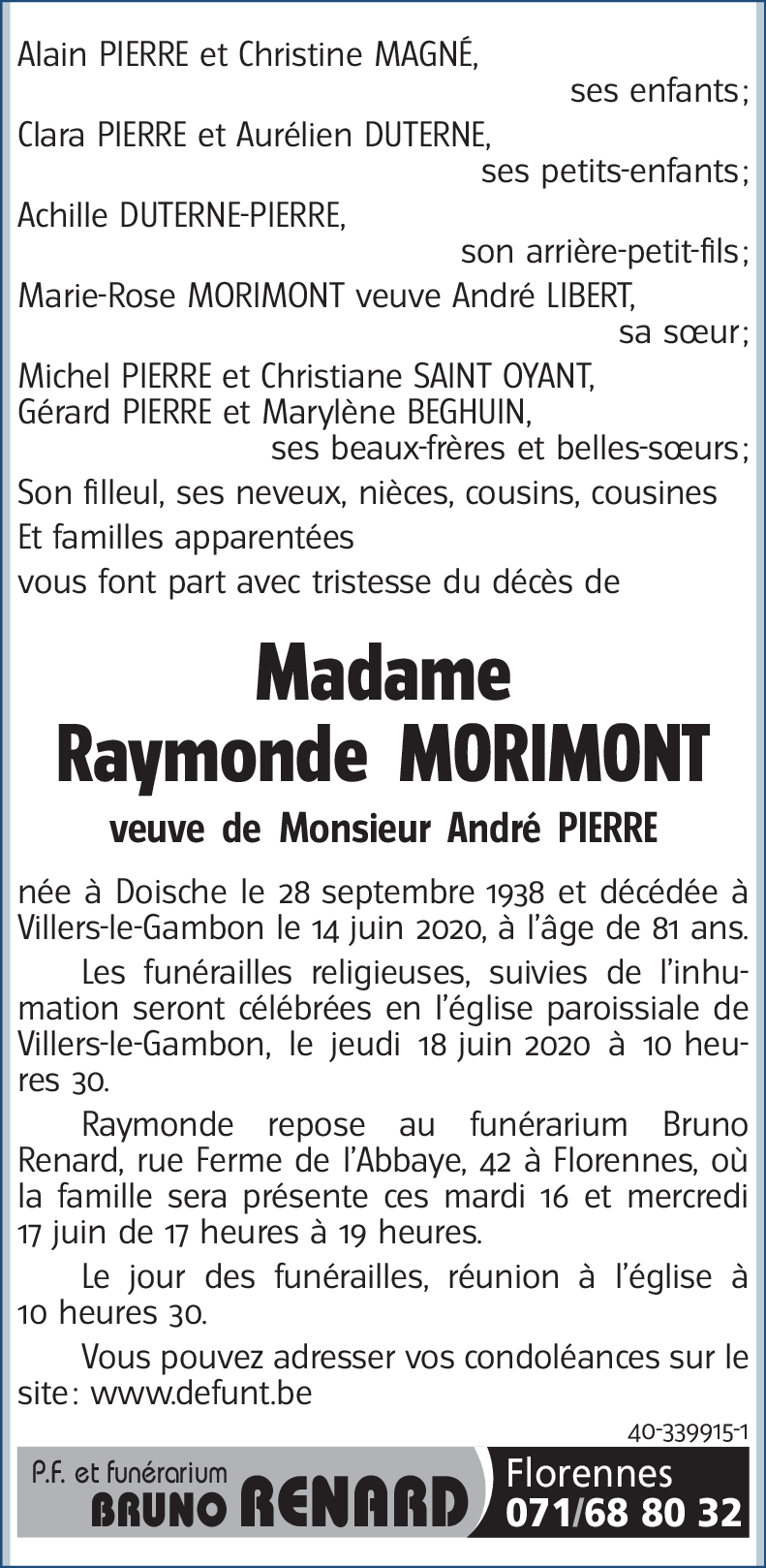 Raymonde MORIMONT
