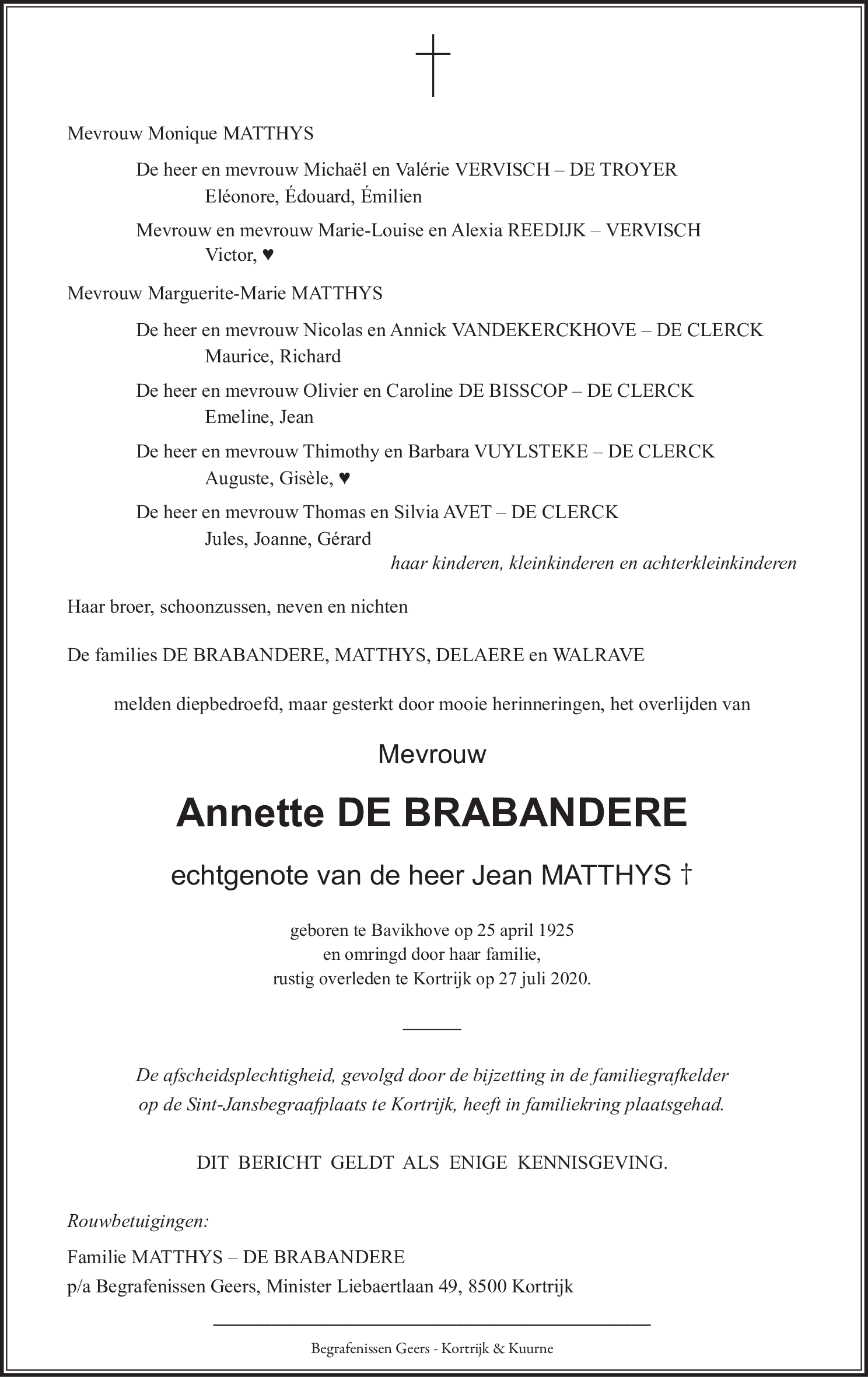 Annette Matthys - De Brabandere