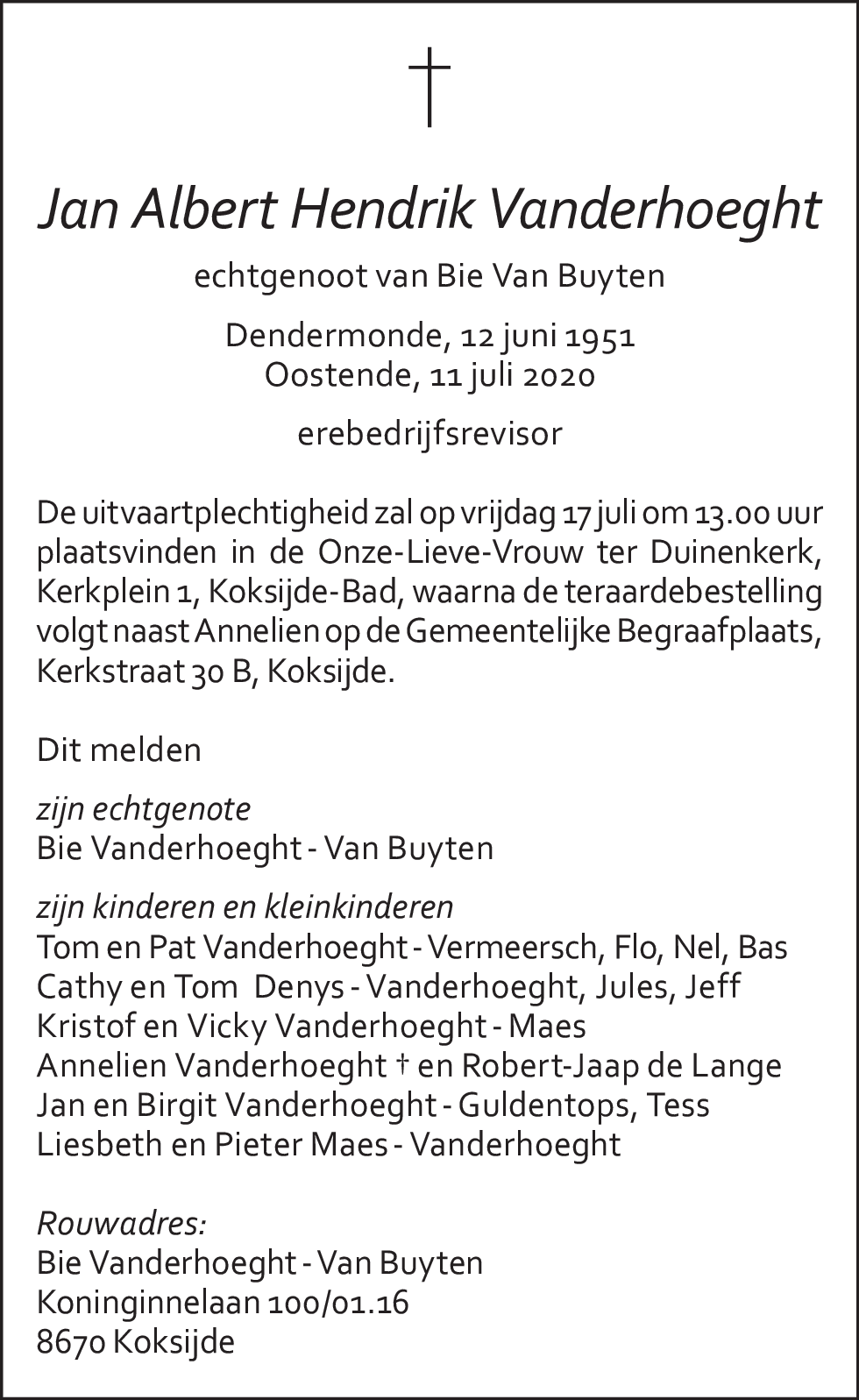 Jan Albert Hendrik Vanderhoeght