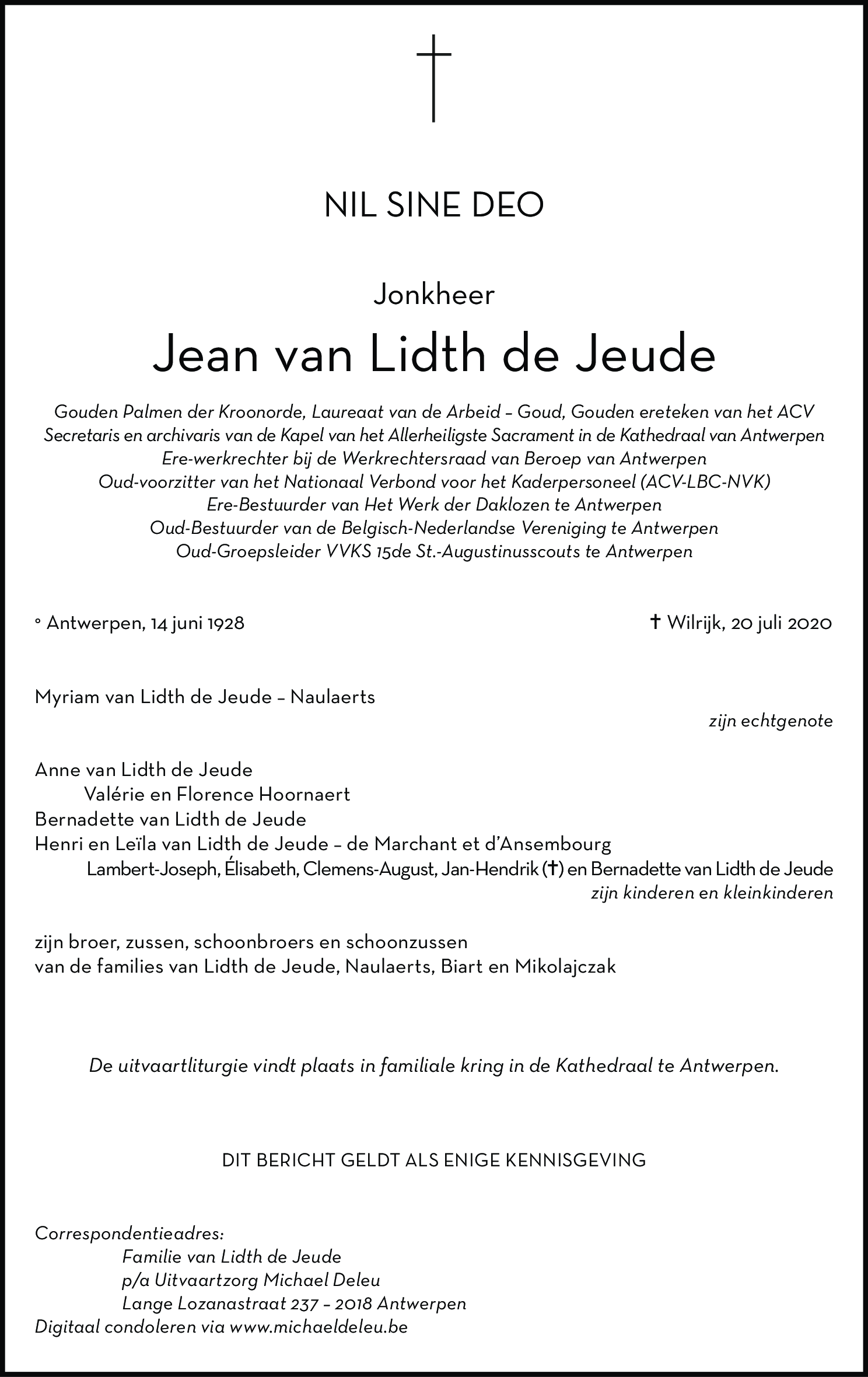 Jonkheer Jean van Lidth de Jeude