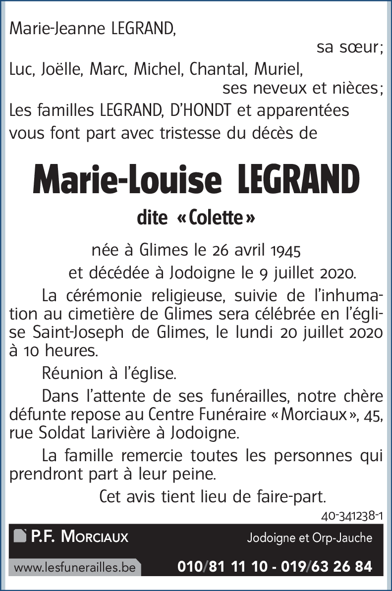 Marie-Louise (dite Colette) LEGRAND