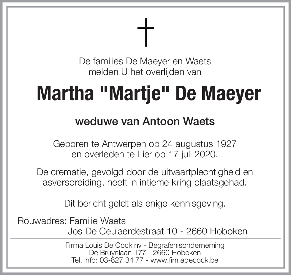 Martha De Maeyer