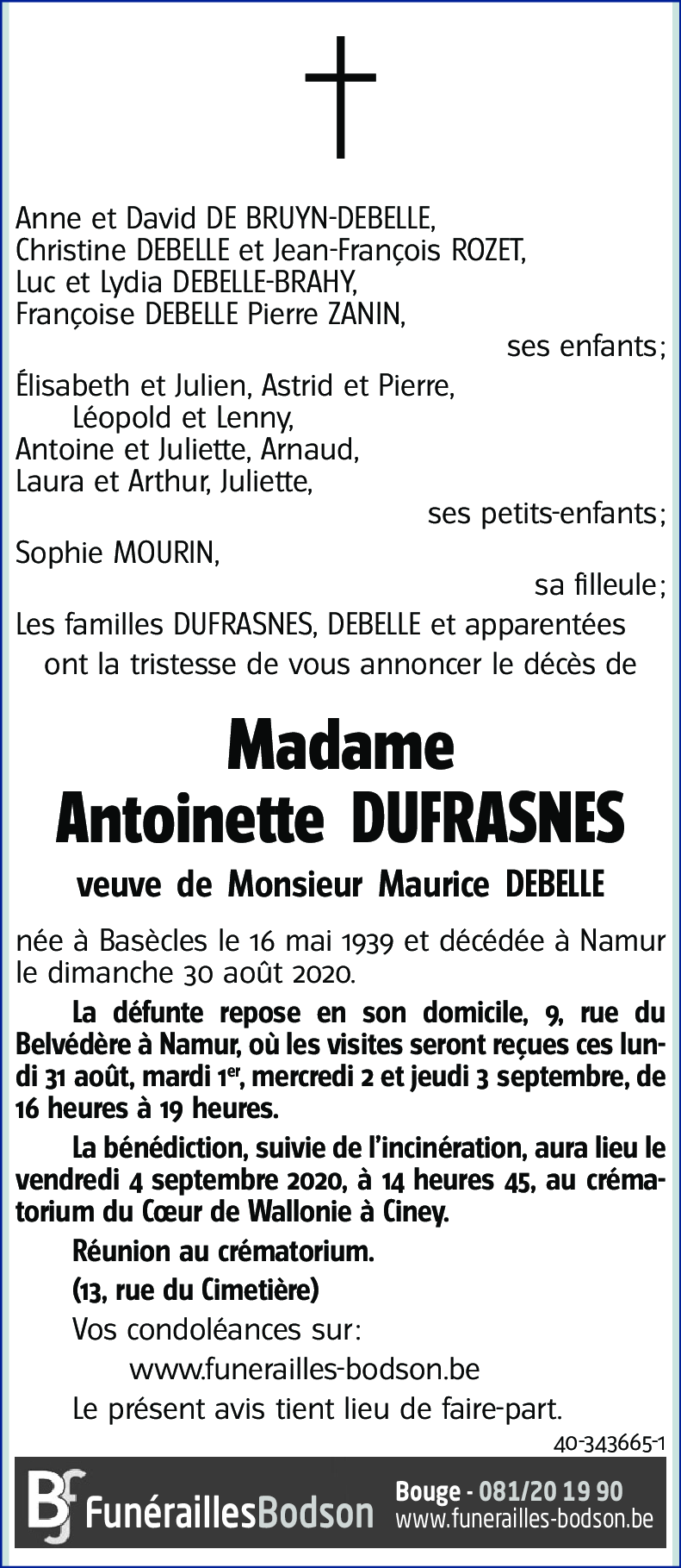 Antoinette DUFRASNES