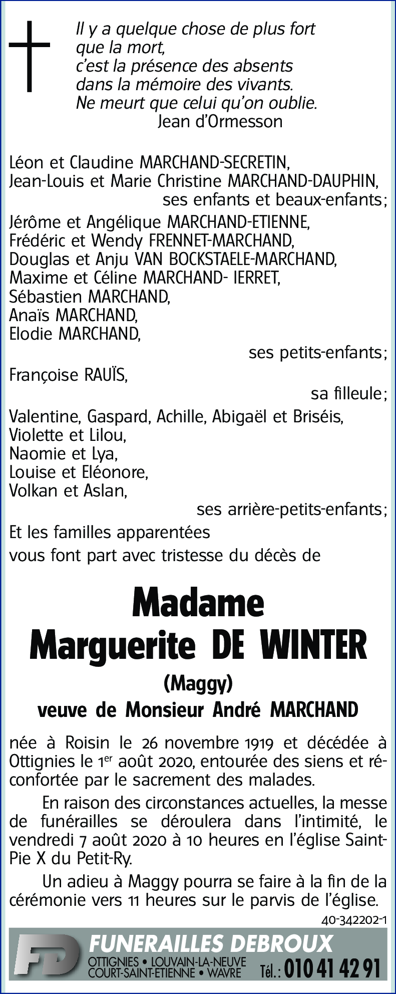 Marguerite DE WINTER