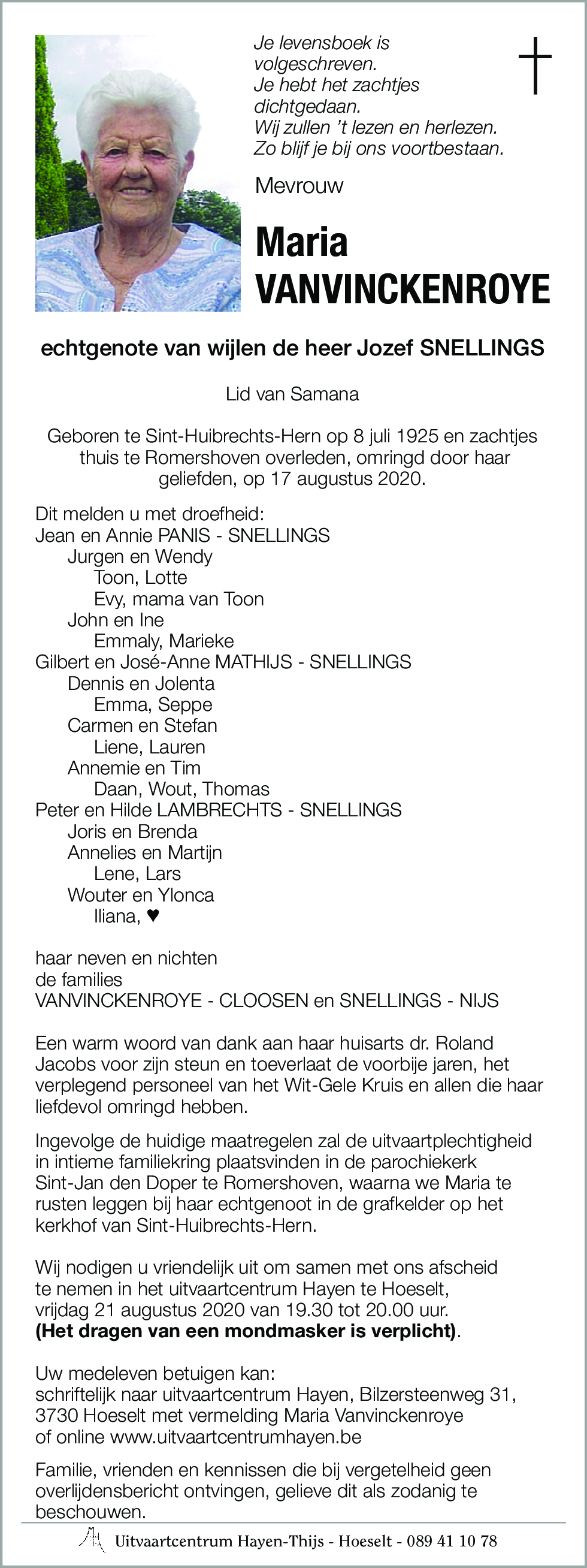 Maria VANVINCKENROYE