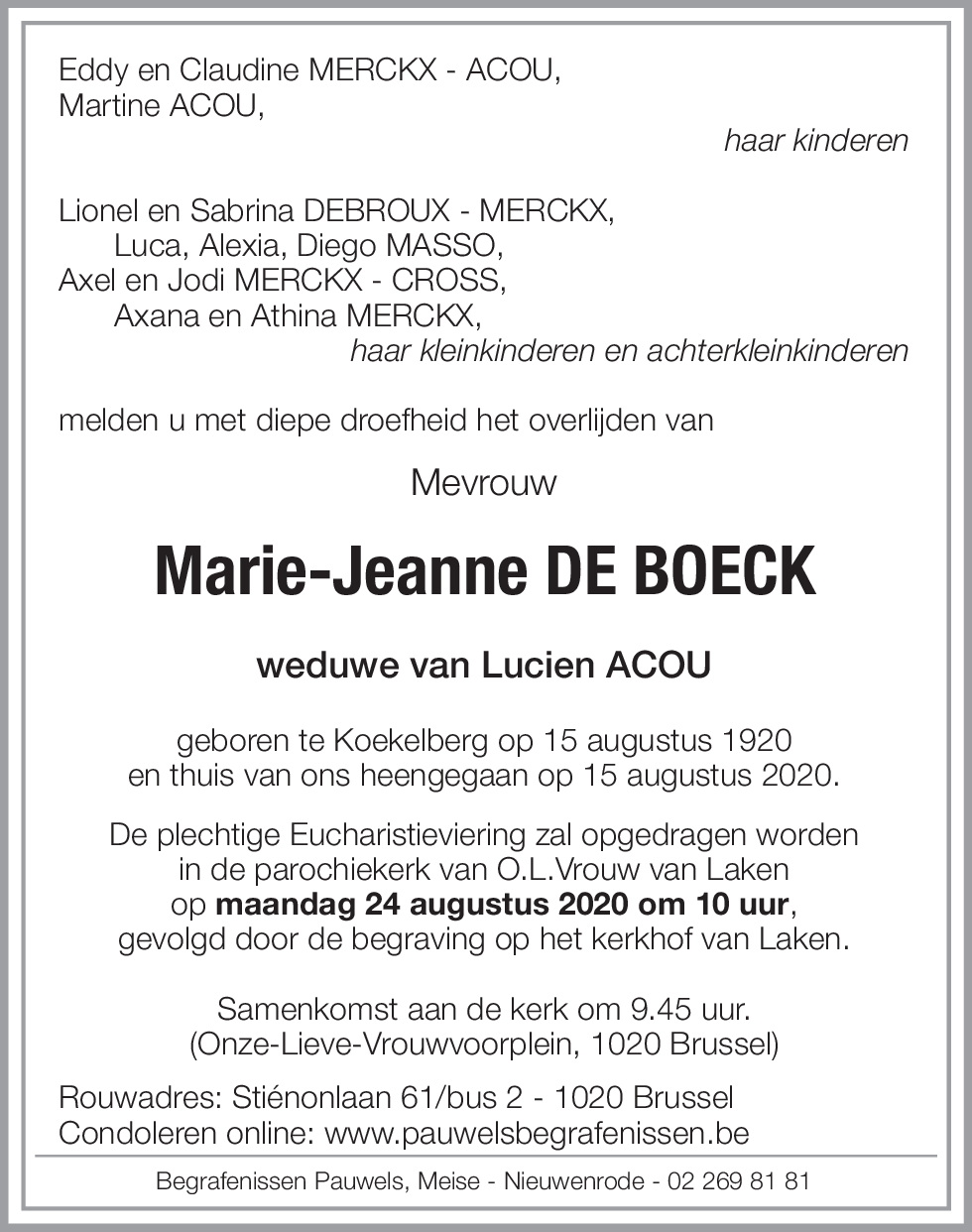 Marie-Jeanne DE BOECK