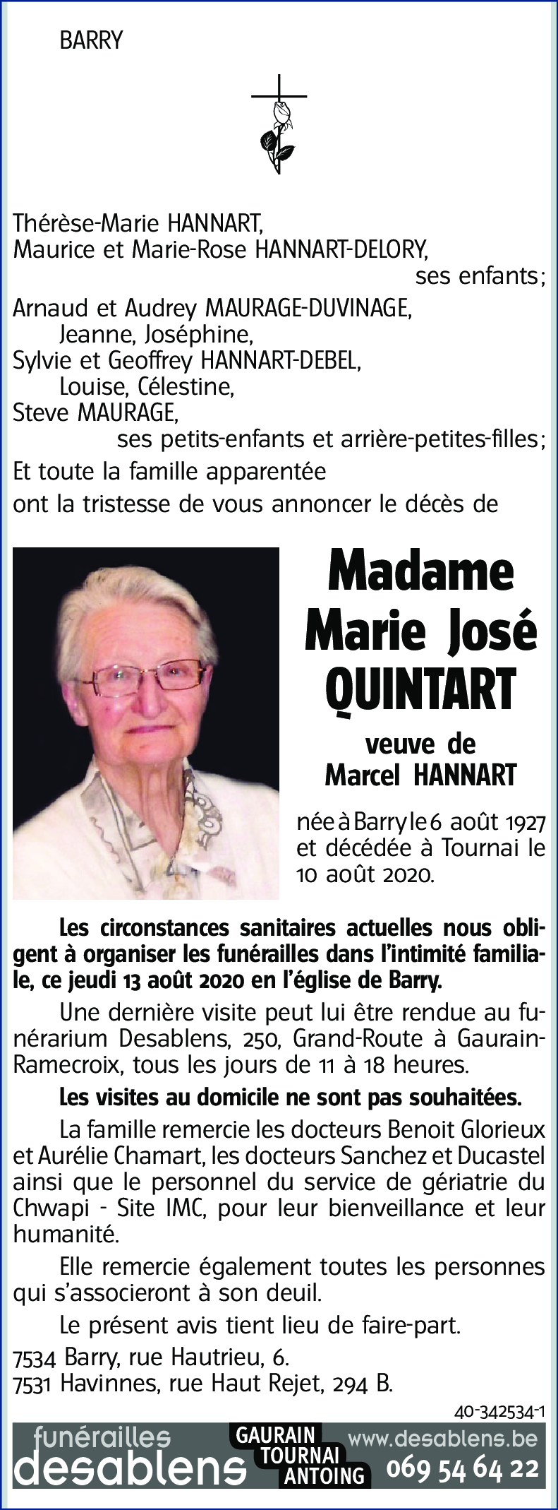 Marie José QUINTART