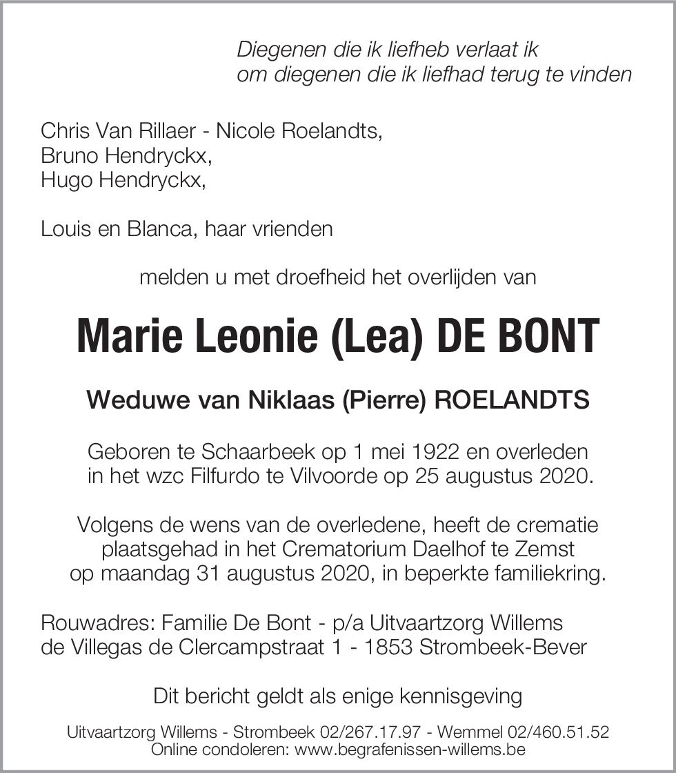 Marie Leonie (Lea) De Bont